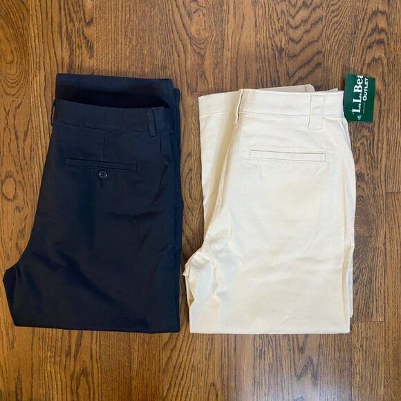 (2) L.L. Bean Classic Fit 10R khaki (Whalebone) and black cropped pants Bayside - Picture 2 of 9